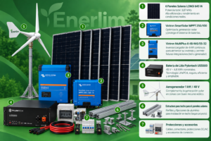 Kit Solar Eólico Off Grid 3,87 kWp + Litio 48 V | Victron
