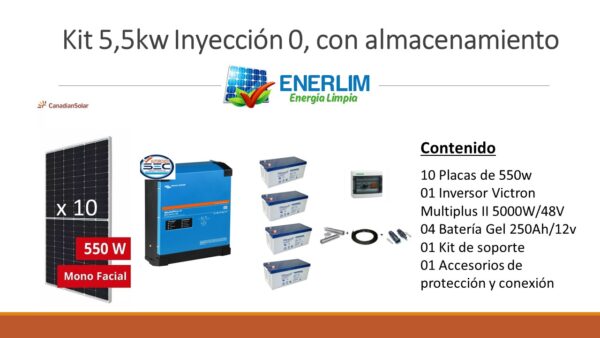 Kit solar 5.5Kw Inyección 0, con almacenamiento