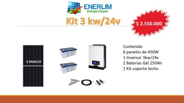 KIT SOLAR FOTOVOLTAICO HÍBRIDO 3 KW/24V